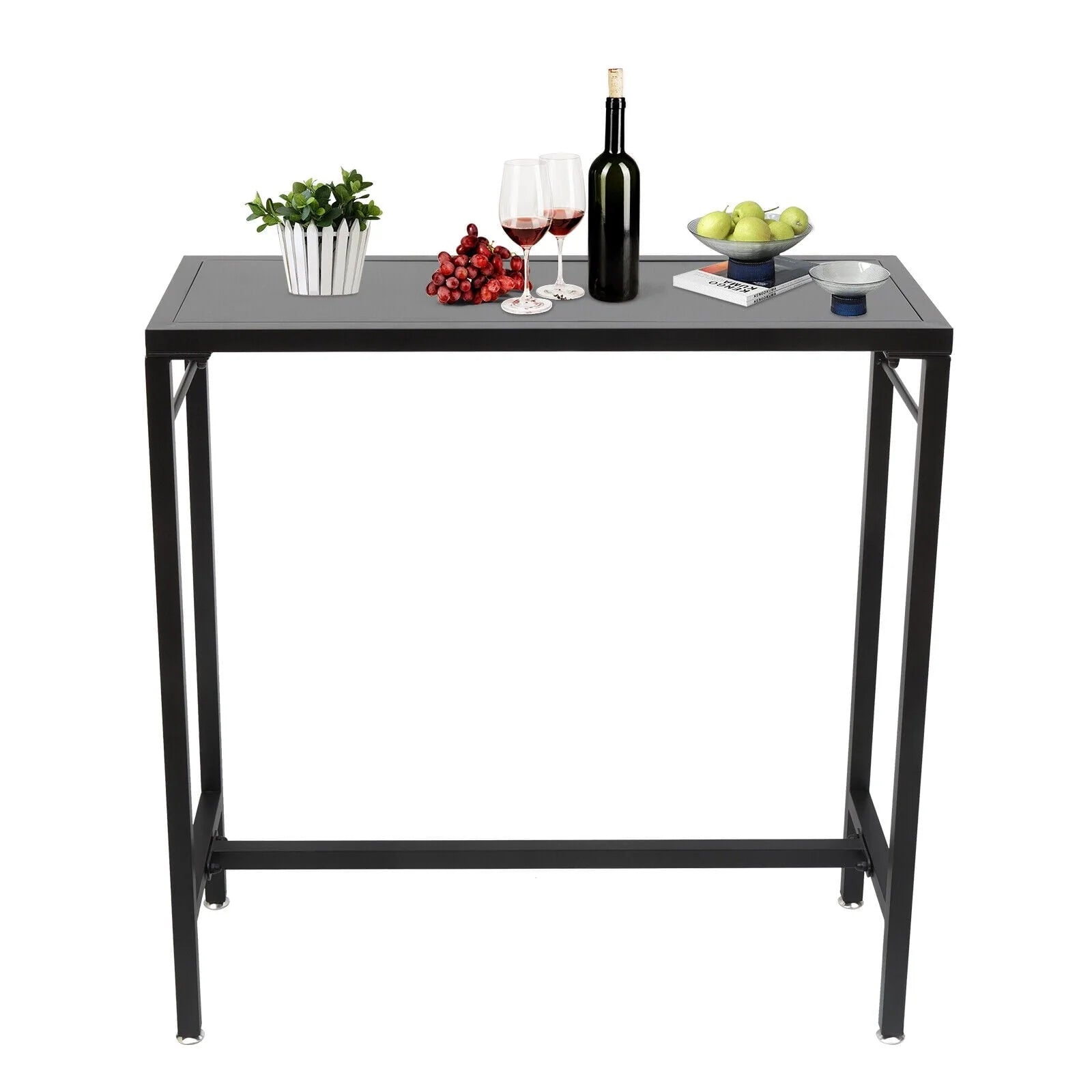 Outdoor Bar Table - 39" Narrow Rectangular Bar Height Pub Table, Tall Bar Height Table Sturdy Metal Frame Tall Table Counter with Feet, for Patio, Balcony, Dinning Room,Garden