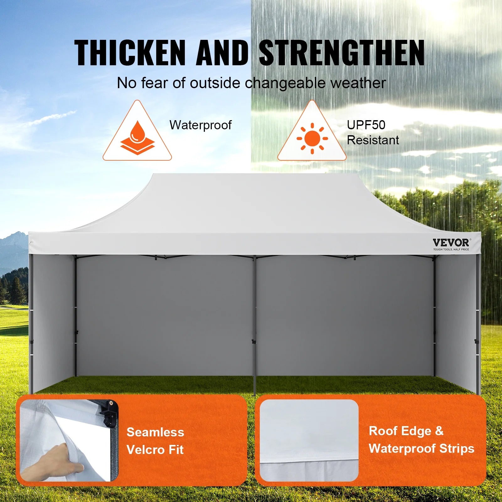 VEVOR 10x20 FT Pop up Canopy with Removable Sidewalls, Instant Canopies Portable Gazebo & Wheeled Bag,UV Resistant Waterproof, Enclosed Canopy Tent for Outdoor Events, Patio, Backyard, Party,Parking