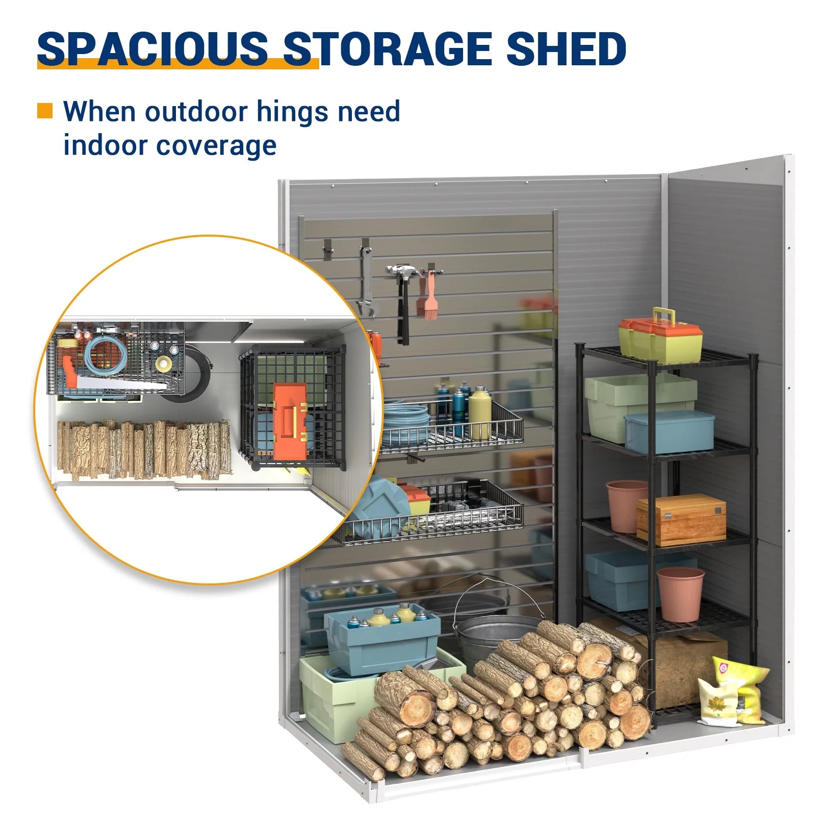 ECOPATIO Outdoor Storage Shed 5x3 FT, Resin Garden Shed for Bike, Tool, Plastic Outside Sheds & Outdoor Storage Storage Box with Lockable Door for Backyard, Patio, Lawn, Sandstone