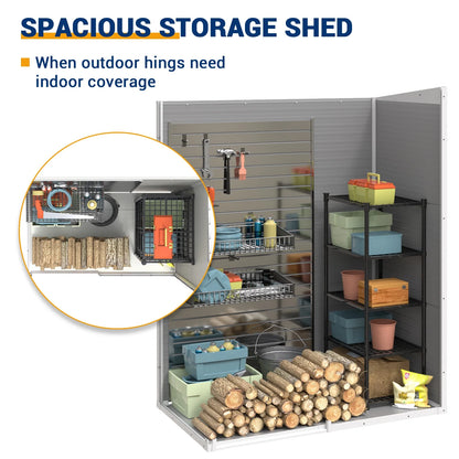 ECOPATIO Outdoor Storage Shed 5x3 FT, Resin Garden Shed for Bike, Tool, Plastic Outside Sheds & Outdoor Storage Storage Box with Lockable Door for Backyard, Patio, Lawn, Sandstone