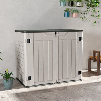 Patiowell 260 Gallon Outdoor Horizontal Storage Sheds, All-Weather Resin Tool Shed with Lockable Multi-Opening Door, Outdoor Storage Box for Trash Cans, Tools and Bicycles