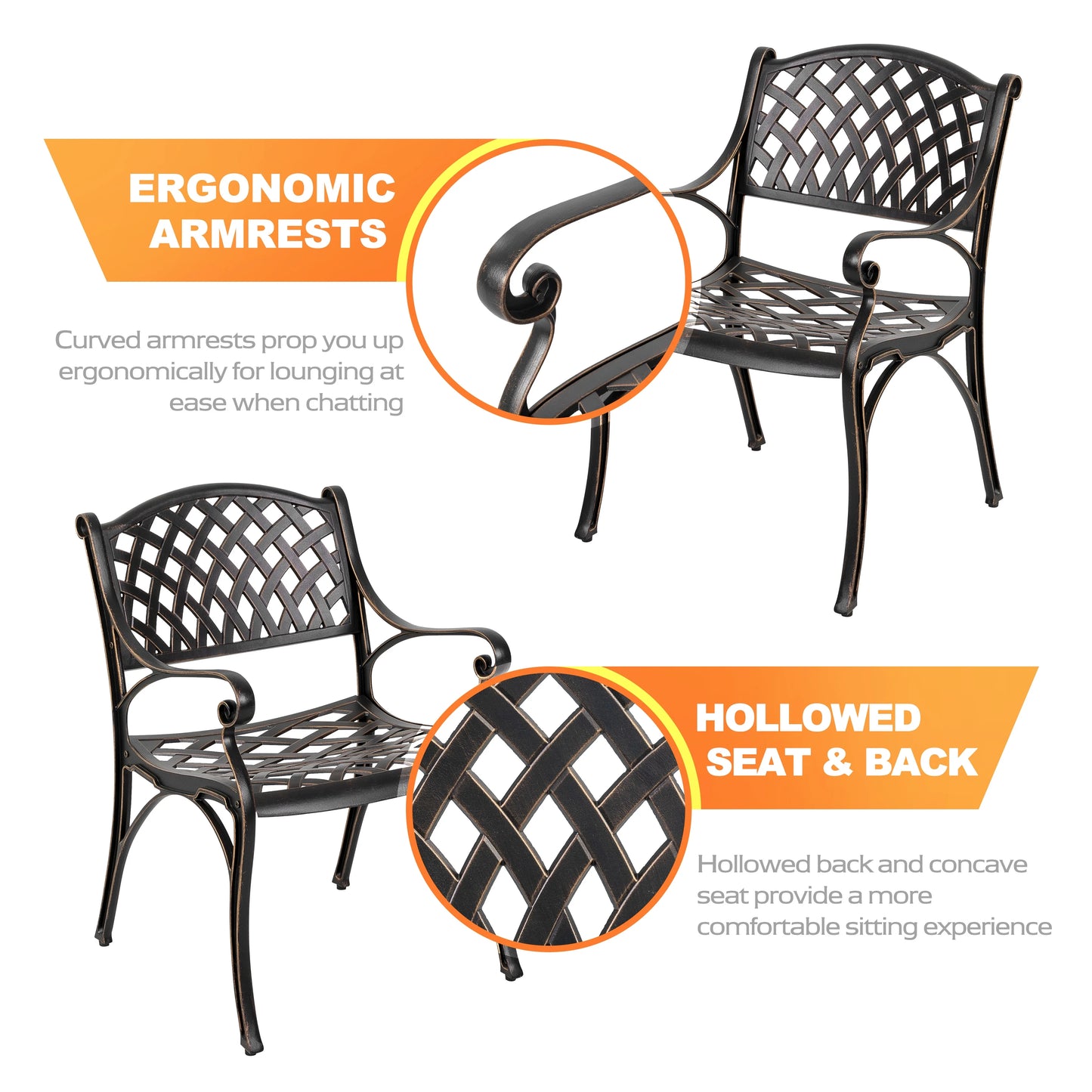 Nuu Garden 5-Piece Outdoor Bar Set, Outdoor Patio Dining Furniture Set, Round Dining Table with Umbrella Hole and Patio Dining Chairs, Bronze