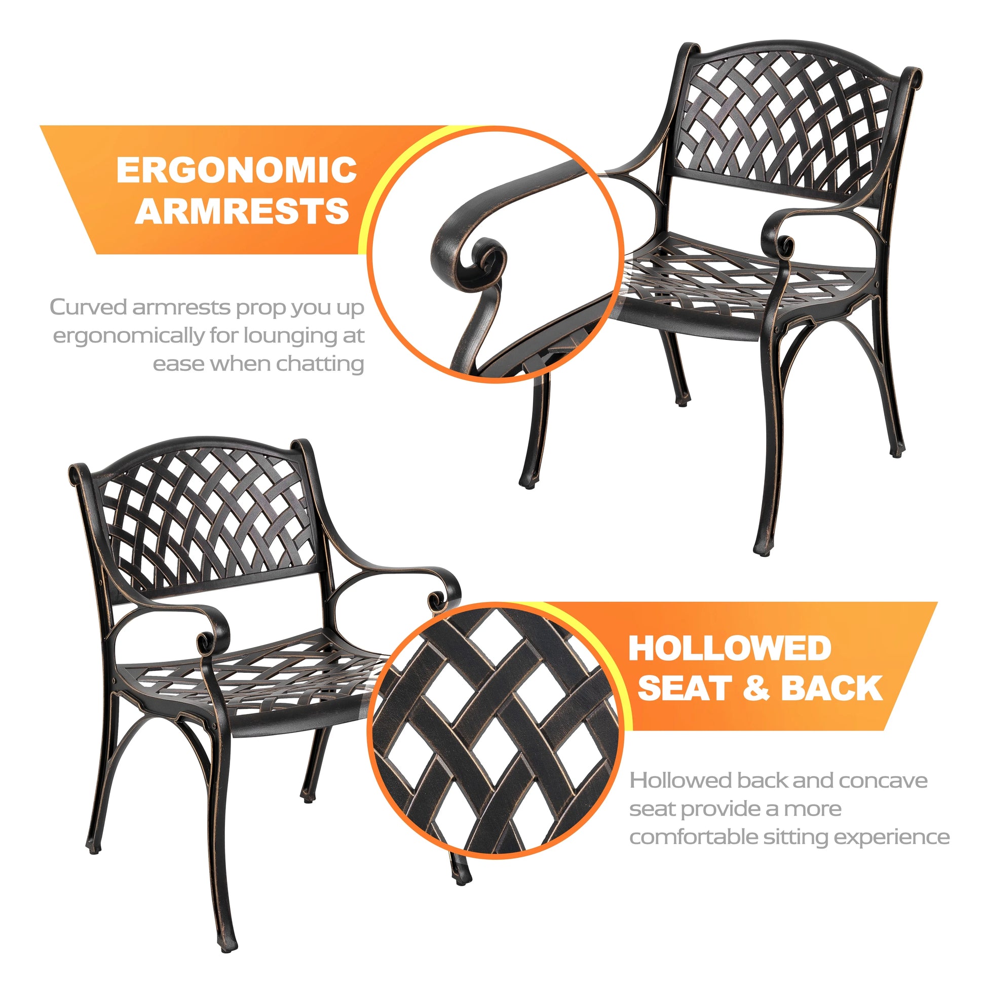 Nuu Garden 5-Piece Outdoor Bar Set, Outdoor Patio Dining Furniture Set, Round Dining Table with Umbrella Hole and Patio Dining Chairs, Bronze