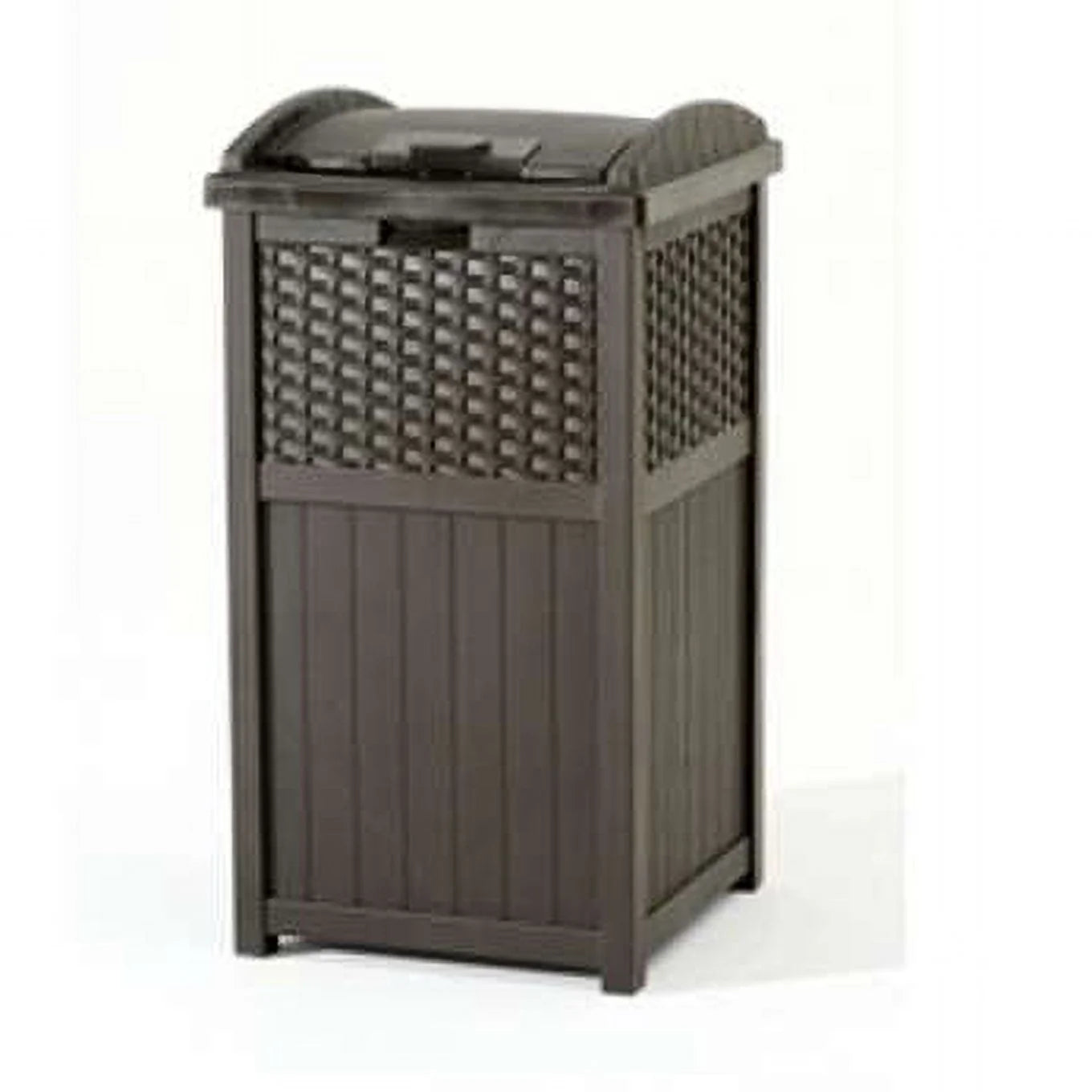 Suncast 77 Quart Patio Cooler w/Cabinet and Basket w/Wicker Trash Hideaway