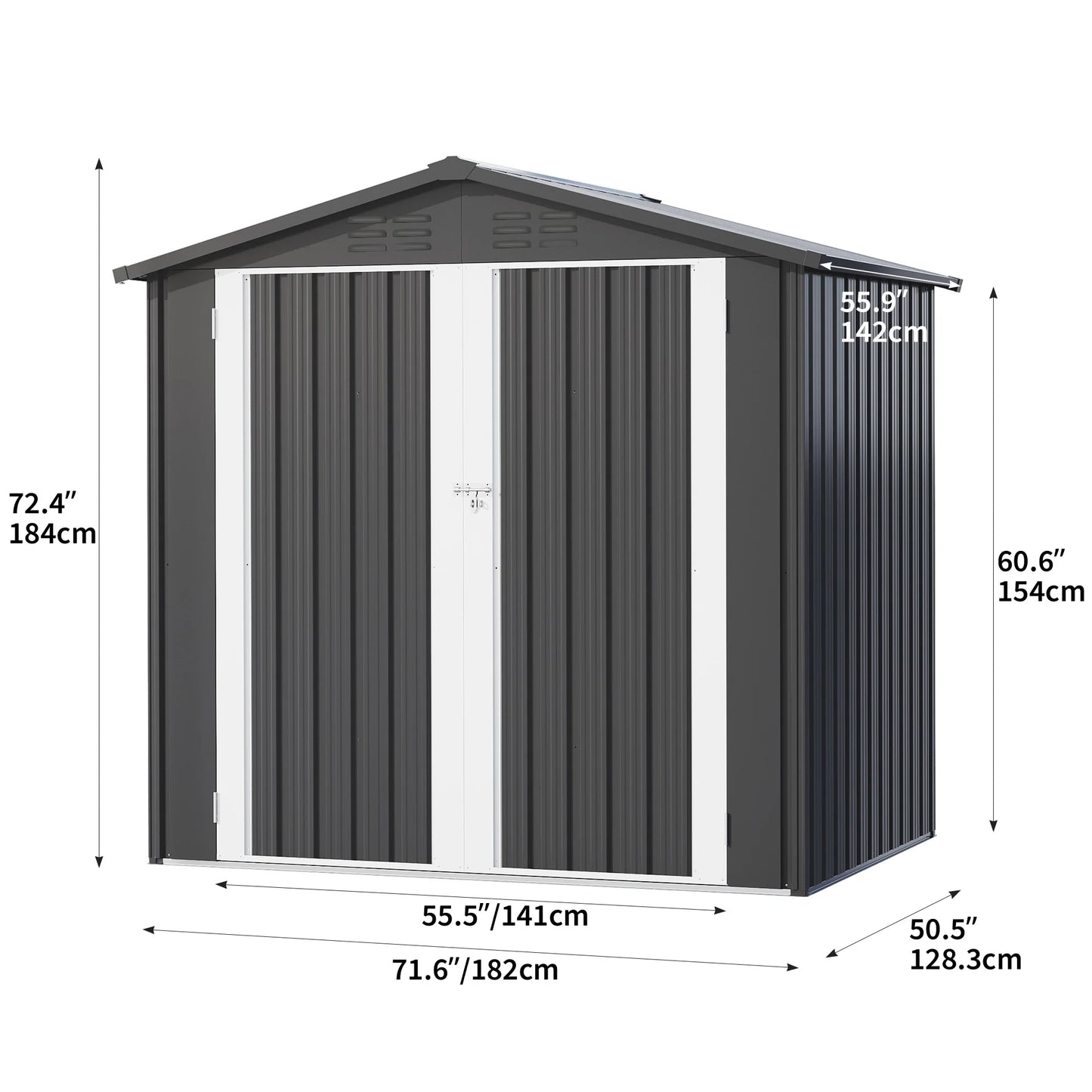 Dextrus 6x4 FT Outdoor Storage Shed, Large Metal Tool Sheds, Heavy Duty Storage House with Lockable Doors & Air Vent for Backyard Patio Lawn