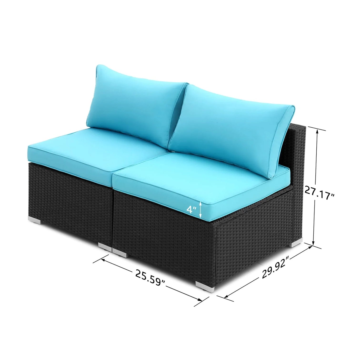 Ainfox 2 Pieces Outdoor Patio Furniture Sofa Set, Patio Conversation Set(Blue)