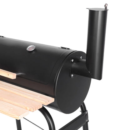 Charcoal Grill, Portable Charcoal Grill and Offset Smoker, Stainless Steel BBQ Smoker with Wood Shelf, Thermometer, Wheels, Charcoal BBQ Grill for Outdoor Picnic, Patio, Backyard, Camping, JA1167