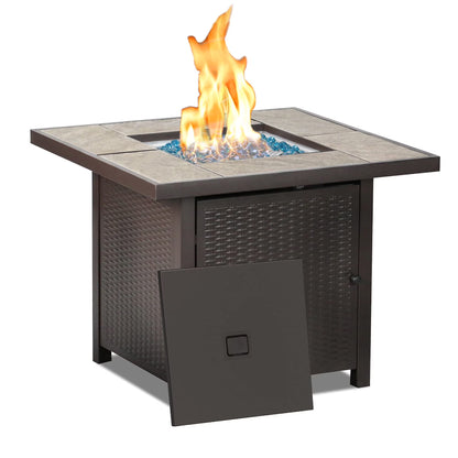 BALI OUTDOORS Propane Gas Fire Pit Table with Lid for Outside Backyard, Patio 50000 BTU 30 inch