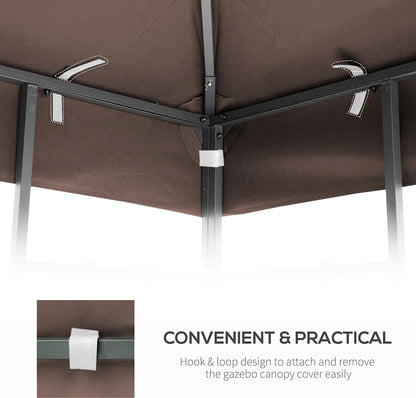 10x10 Ft Outdoor Patio Gazebo Replacement Canopy, Double Tiered Gazebo Tent Roof Top Cover Only(Frame Not Include)