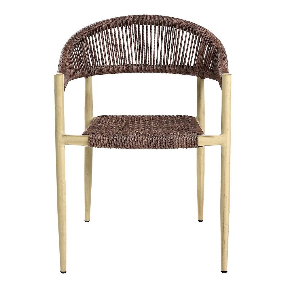 Furniture of America Clark Aluminum Patio Dining Chair in Natural (Set of 2)