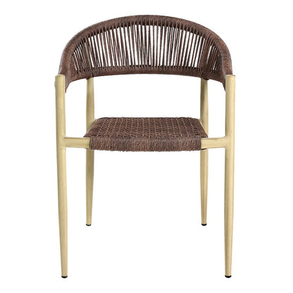 Furniture of America Clark Aluminum Patio Dining Chair in Natural (Set of 2)