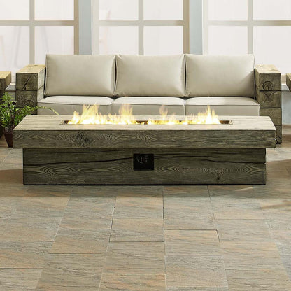 Modway Manteo 70" Rectangular Outdoor Patio Fire Pit Table in Light Gray