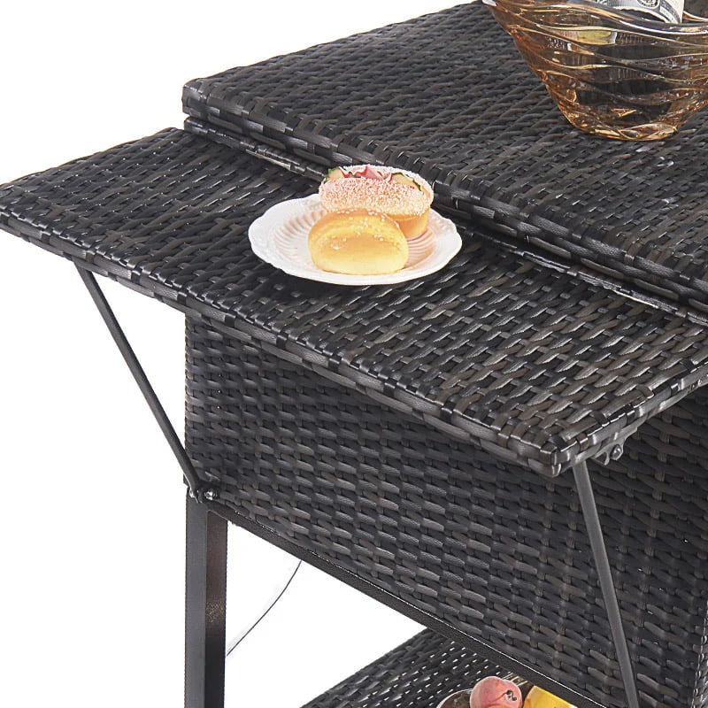Costway Portable Rattan Cooler Cart Trolley Outdoor Patio Pool Party Ice Drink Mix Brown