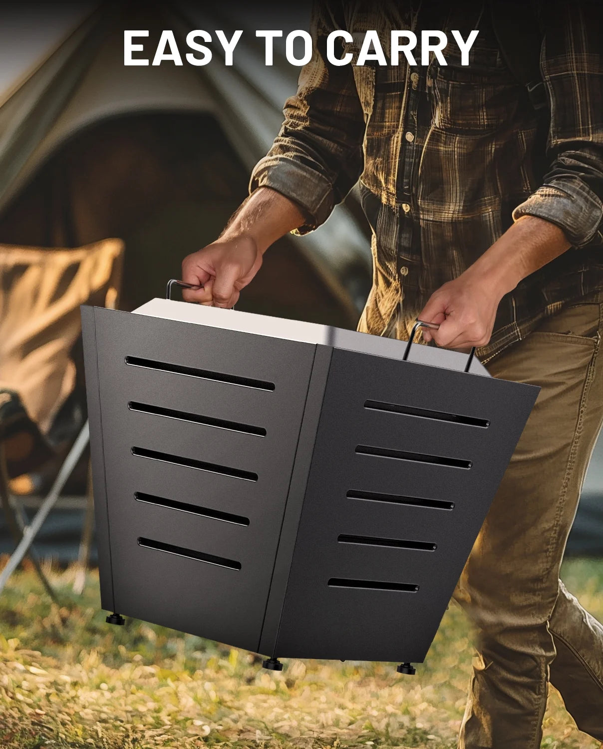 LEGACY HEATING Smokeless Fire Pit, Portable Outdoor Firepits 20 inch, Carry Handle for Backyard Patio Camping Bonfire, Stainless Steel, Ideal for 4-8 People, 32.19 lbs, Black, Cyberpit One