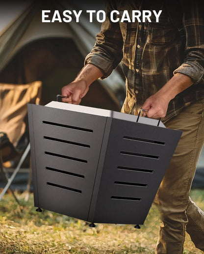 LEGACY HEATING Smokeless Fire Pit, Portable Outdoor Firepits 20 inch, Carry Handle for Backyard Patio Camping Bonfire, Stainless Steel, Ideal for 4-8 People, 32.19 lbs, Black, Cyberpit One