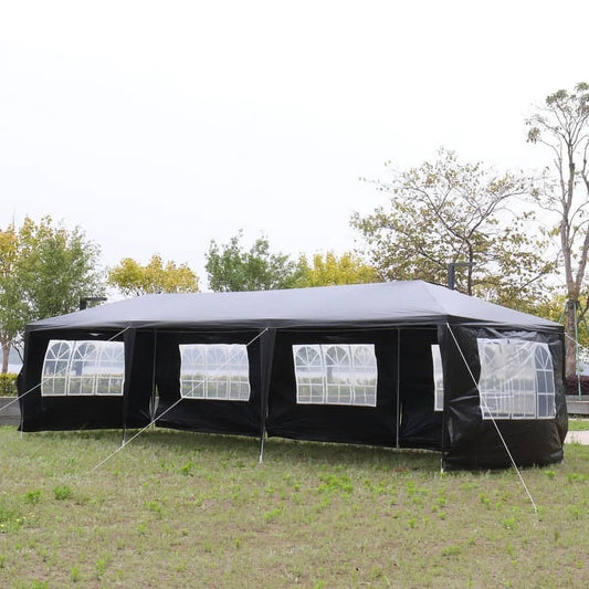 10'x30' Outdoor Party Tent with 8 Removable Sidewalls Waterproof Canopy Patio Wedding Gazebo, Black