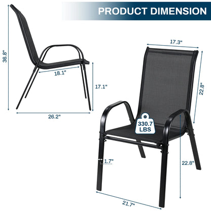 LAZY BUDDY Patio Chairs Set of 4, Stackable Outdoor Dining Chairs, Heavy Duty Breathable Chairs for Backyard, Garden, Lawn 330lbs