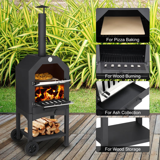 Winado Outdoor Pizza Oven Removable Pizza Oven Wood Fired Patio Pizza Maker 14''
