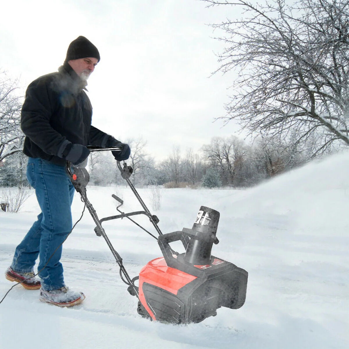 Gymax 18" 15 Amp Electric Snow Thrower Corded Snow Blower Driveway Patio