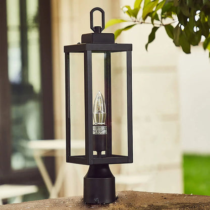 UIXE Outdoor Post Light, Lamp Pole Lantern, Matte Black Exterior Porch Fixtures for Fence Pathway Walkway Patio Lawn Yard