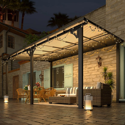Amopatio 10' x 10' Gazebo, Hardtop Wall Mounted Lean to Gazebo Pergola for Patio, Large Aluminum Pergola Awnings for Decks, Patio, Backyard, Porch