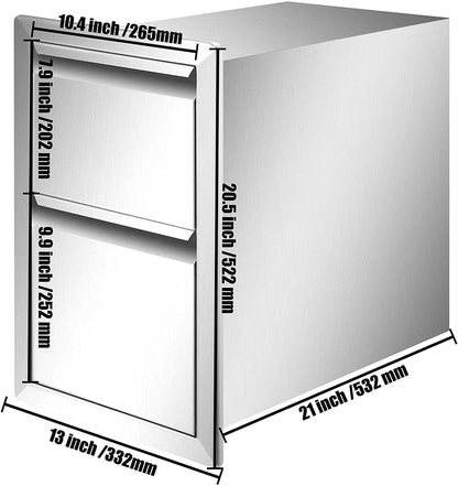 Outdoor Kitchen Door Drawer Combo 29.5" W x 21.6" H x 22.4"D, Access Door/Triple Drawers with Propane Drawer and Adjustable Garbage Ring, Perfect for BBQ Island Patio Grill Station