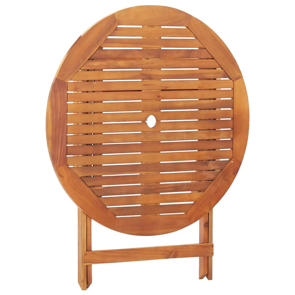 Topcobe 35.4" x 29.5" Solid Acacia Wood Bistro Table with A Umbrella Hole for Garden Patio, Brown