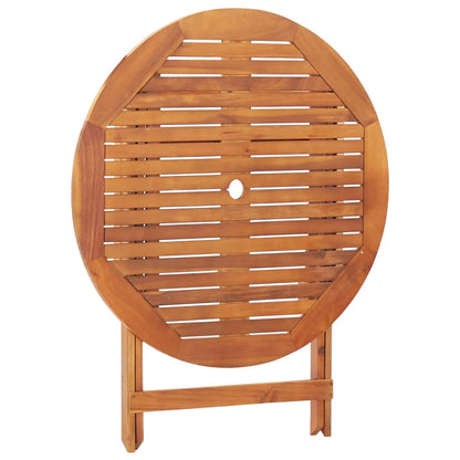 Topcobe 35.4" x 29.5" Solid Acacia Wood Bistro Table with A Umbrella Hole for Garden Patio, Brown