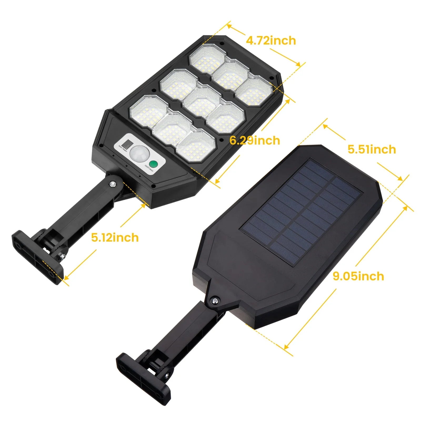 Thorfire 4 Pack Solar Street Light Outdoor,1000LM 279 LEDs Motion Sensor Flood Light 3 Lighting Modes Waterproof for Yard, Fence, Garden, Patio, Front Door