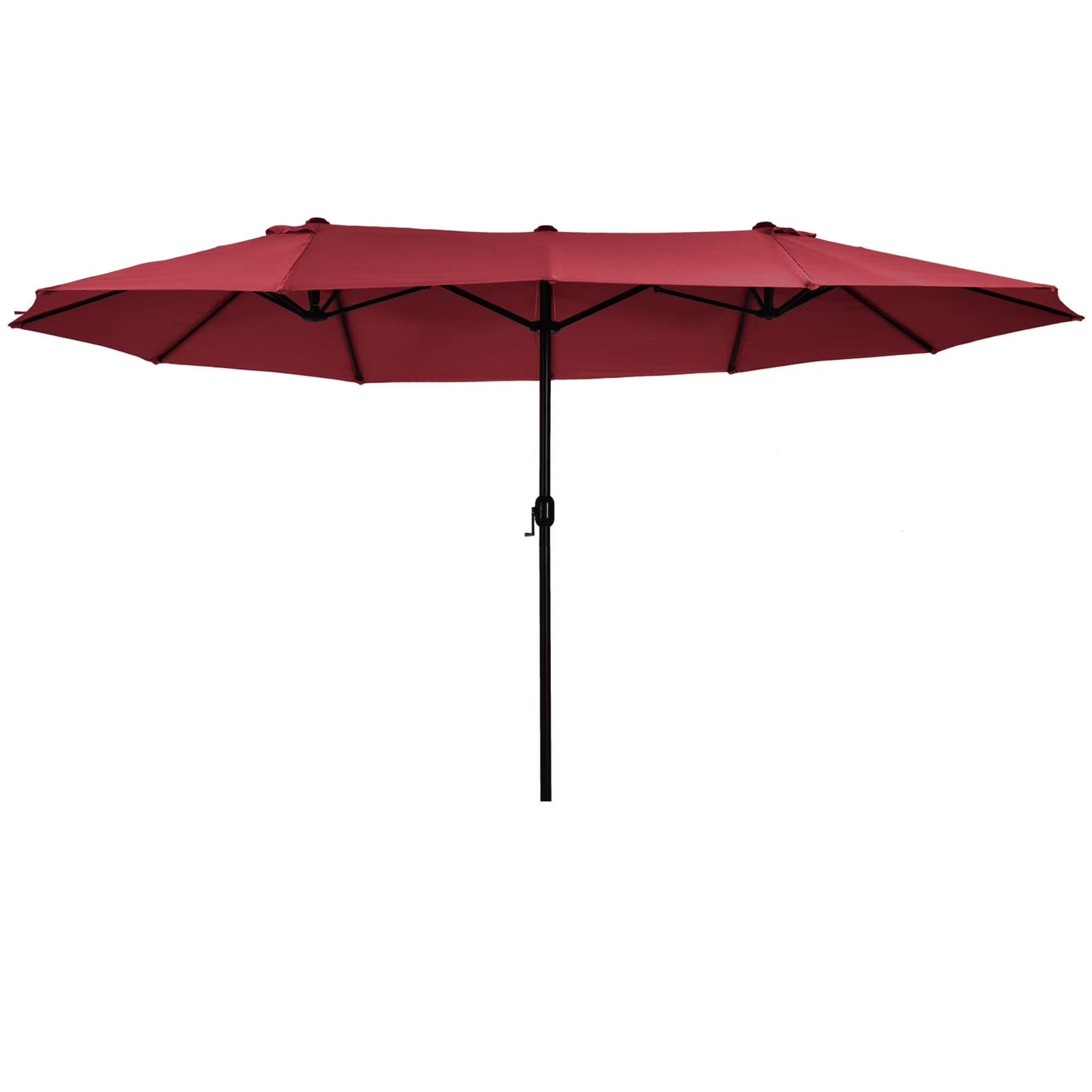 DUOSONG Outsunny 9Ft Patio Umbrella With Push Button Tilt And Crank, Ruffled Outdoor Market Table Umbrella With Tassles And 8 Ribs, For Garden, Deck, Pool, Tan Tan Polyester Garden & Outdoor Canopies