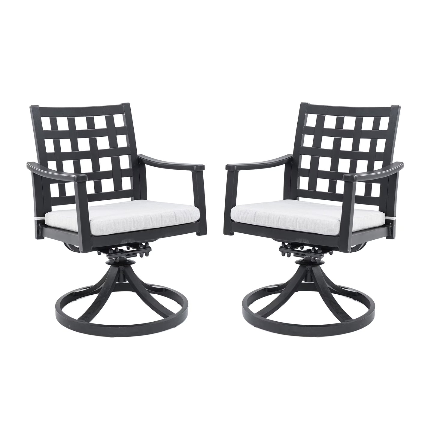 Outdoor Patio K/D Aluminum Stationary Dining Chairs 2PCS with Outdoor-grade Sunbrella Fabric Cushions, Branch-Like Backrest ,FSC-Certified Wood Armrests, Bourbon Brown