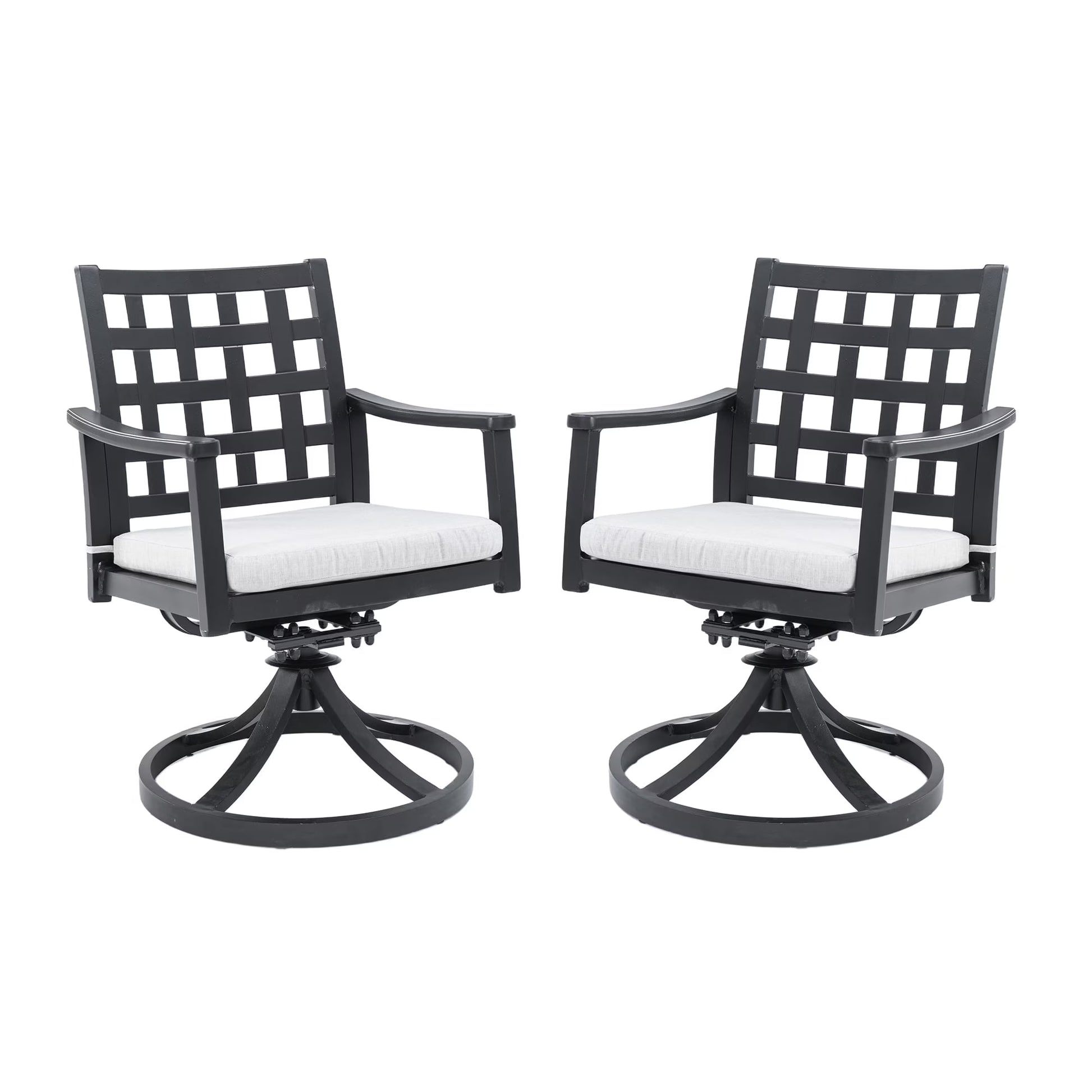 Outdoor Patio K/D Aluminum Stationary Dining Chairs 2PCS with Outdoor-grade Sunbrella Fabric Cushions, Branch-Like Backrest ,FSC-Certified Wood Armrests, Bourbon Brown