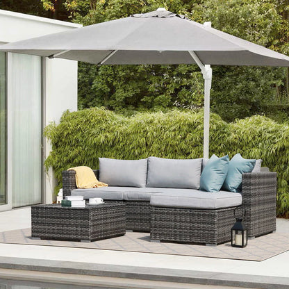 Patiorama 5-Piece Patio Furniture Set, Outdoor Sectional Conversation Set, All-Weather Grey PE Wicker with Light Grey Cushions, Backyard Porch Garden