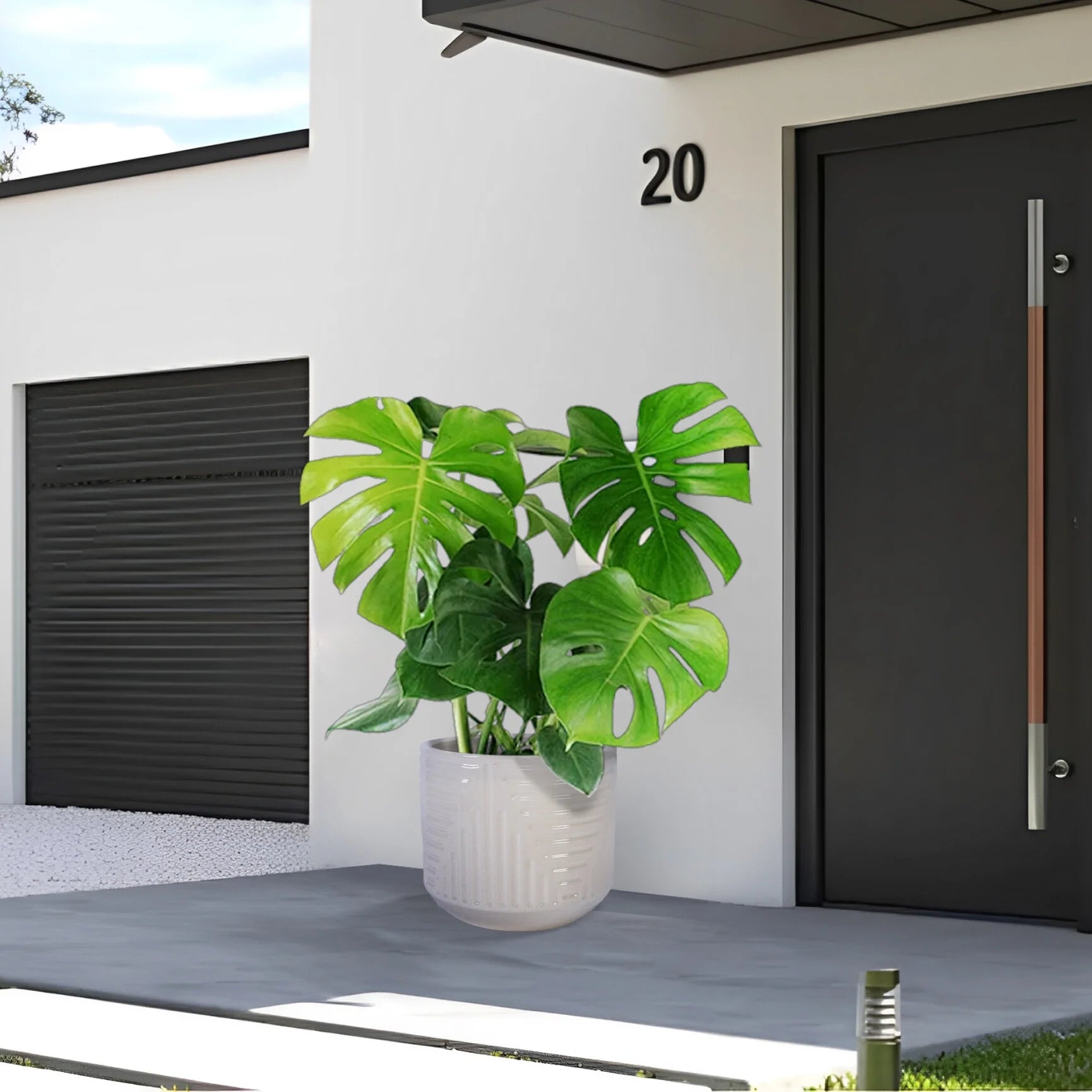 Modern Ceramic Flowerpot with Drainage Hole - Frost/Heat Resistant All-Weather Planter for Patio, Garden & Windowsill - White Glossy Finish, Ready-to-Use