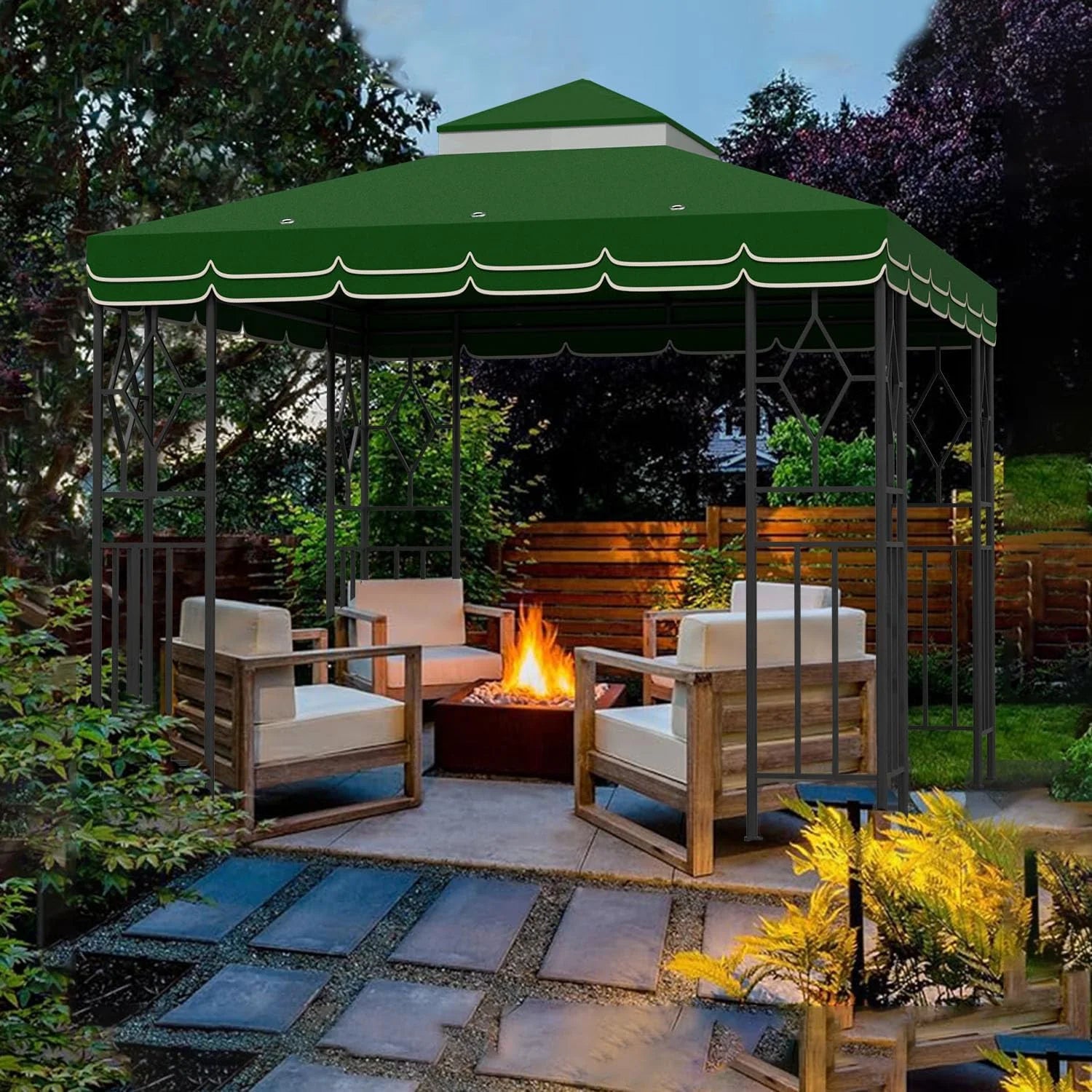 10x10 Canopy Replacement Top Double Tiered Gazebo Cover for Yard, Patio & Garden Durable Sunshade Replacement (Navy Blue)