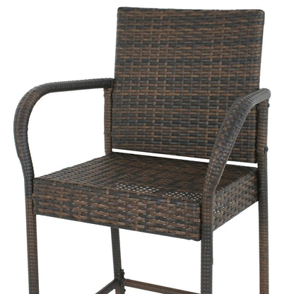 ZENSTYLE Wicker Bar Stool Rattan Chair Furniture Chair Outdoor Backyard Set of 2 Patio - Brown
