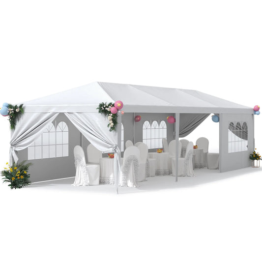 Devoko 10' x 30' Outdoor Gazebo Wedding Party Tent Patio Canopy Camping Shelter Pavilion w/Removable Sidewalls Carport Cater BBQ Events