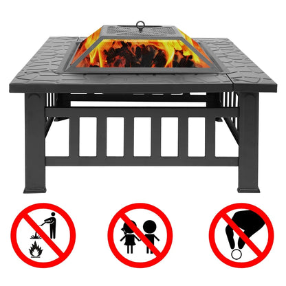 Ktaxon Gardens 32" Outdoor Metal Firepit Backyard Patio Garden Square Stove Fire Pit