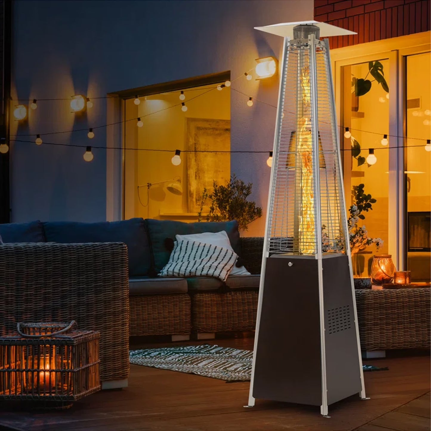 FOOWIN Propane Patio Heater, 48000 BTU Outdoor Patio Heater, Bronze