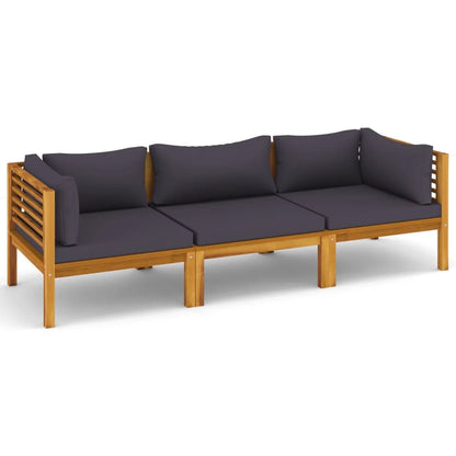 vidaXL 3-Seater Patio Sofa with Cushion Solid Acacia Wood