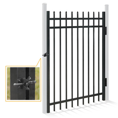 Fencer Wire Pack of 5 Heavy Duty Pinnacle Fence Barrier Panel, 5FT Height X 8FT Width Anti-Rust Metal Fencing Panel, 2 in. Diameter Steel Outdoor Decorative Garden Fence Panel for Yard, Pool, Patio