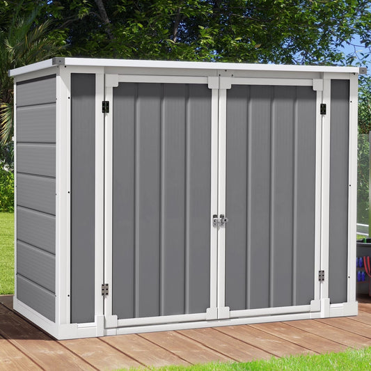 Dextrus 35 Cu ft Resin Storage Shed Without Shelf, 2.5?Dx4.7?Wx3.6° F All Weather Furniture for Patio