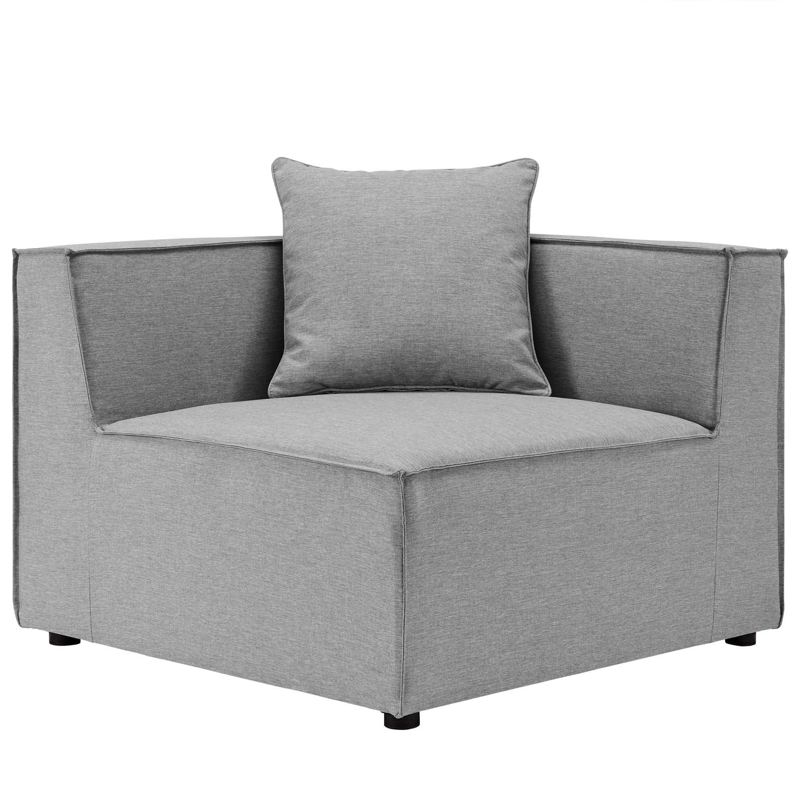 Modway Saybrook Outdoor Patio Upholstered 3-Piece Sectional Sofa in Gray
