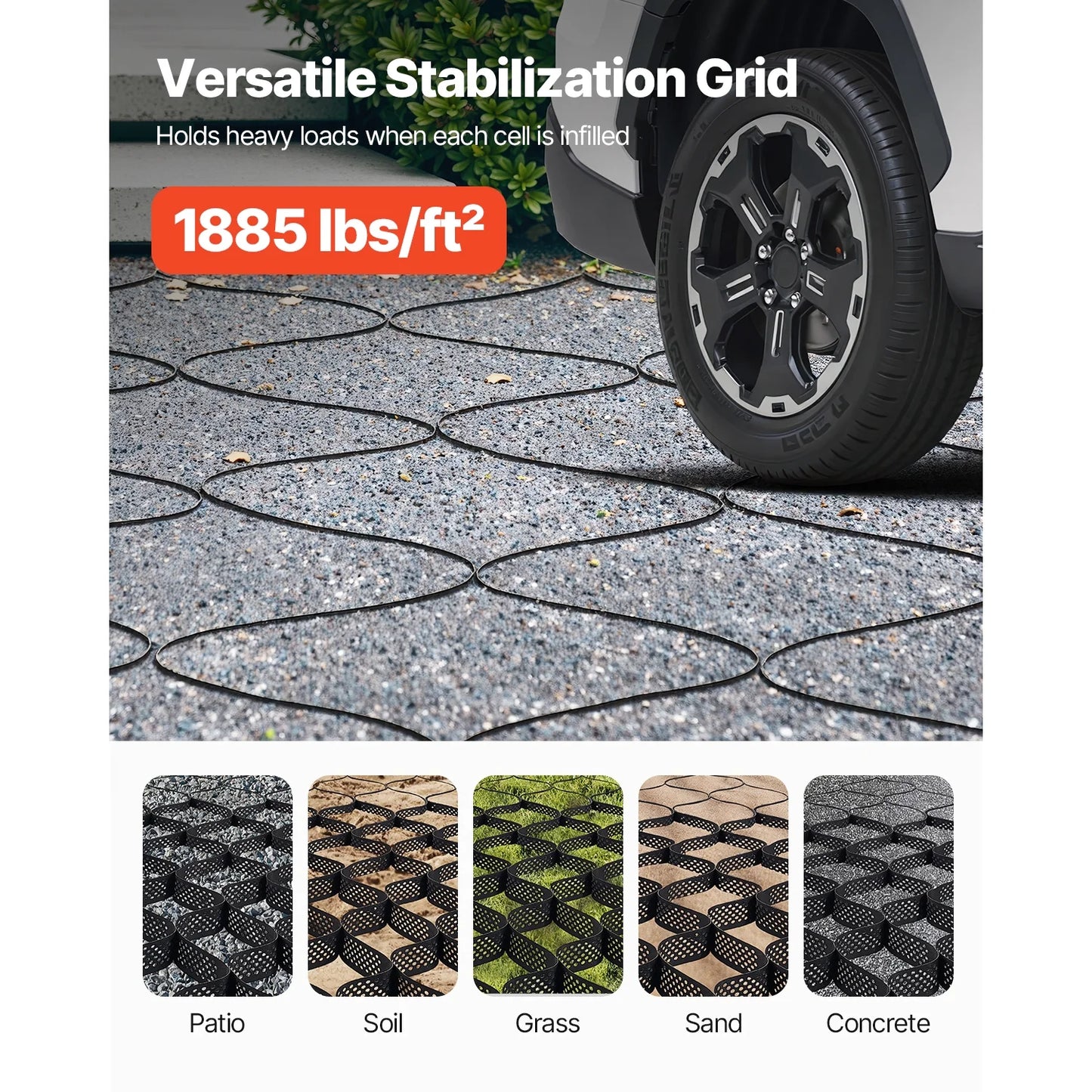KFFKFF Gravel Grid, 4 Inch Depth, 17.06 x 8.86 FT/5200 x 2700 mm, Supports 1880 LBS Per Sq ft, Permeable Ground Stabilizer for Garden, Patio, Walkway, RV Parking Slopes