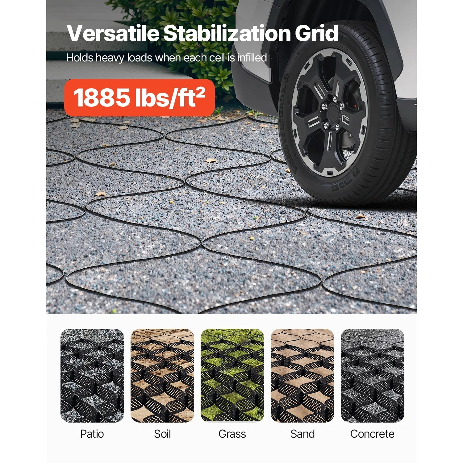 KFFKFF Gravel Grid, 4 Inch Depth, 17.06 x 8.86 FT/5200 x 2700 mm, Supports 1880 LBS Per Sq ft, Permeable Ground Stabilizer for Garden, Patio, Walkway, RV Parking Slopes