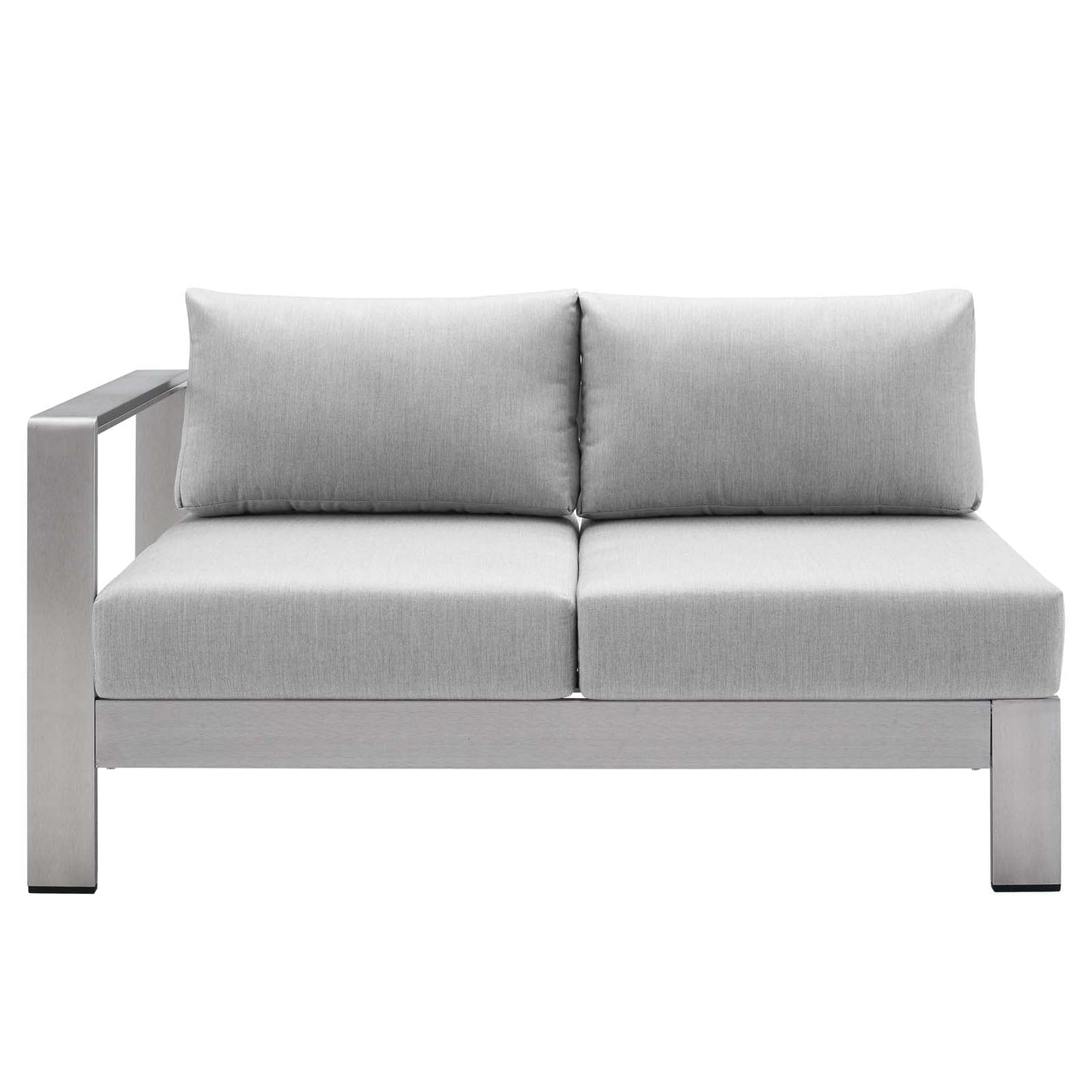 Modway Shore Sunbrella Fabric Outdoor Patio Aluminum 7 Piece Sectional Sofa Set in Silver Gray