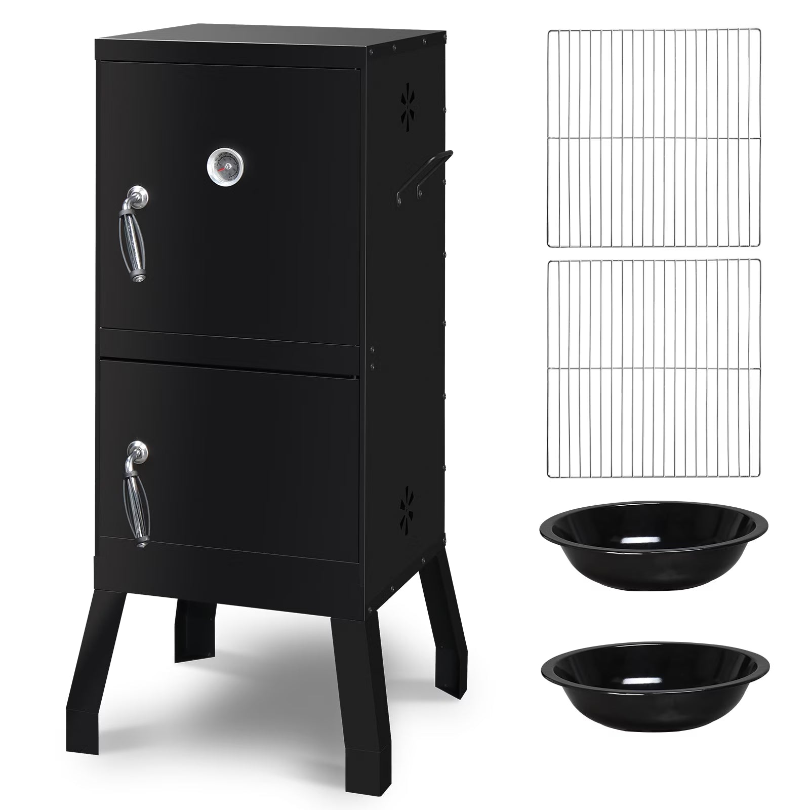Zimtown Charcoal Grill BBQ Smoker Outdoor Barbecue Pit with 3 Levels Patio Backyard Black