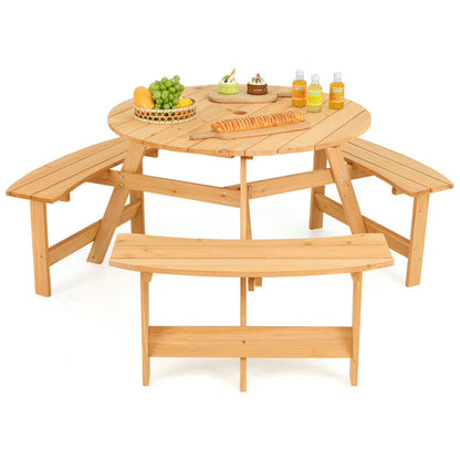 Aimee Lii Kids Outdoor Wooden Picnic Table and Bench Set with Umbrella Hole, Outdoor Patio Furniture for Pool Deck Backyard, Sturdy-Natural