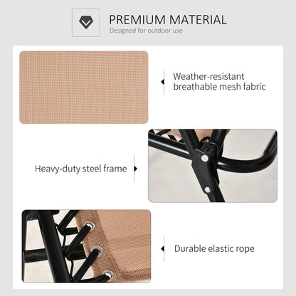 Outdoor Patio Folding Chair Portable Chair for Camping Lawn with Armrest Grey/Beige