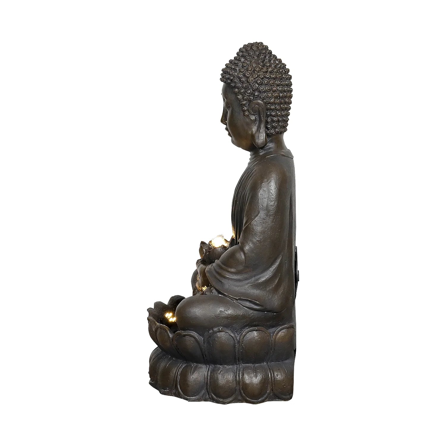 33" H Buddha Outdoor Water Fountain with LED Lights and Pump,Zen Style Relaxing Garden Fountain Waterfall for Patio, Porch and Yard Decor